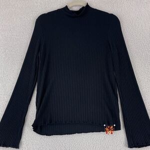 Madewell Black Ribbed Long Sleeve Top